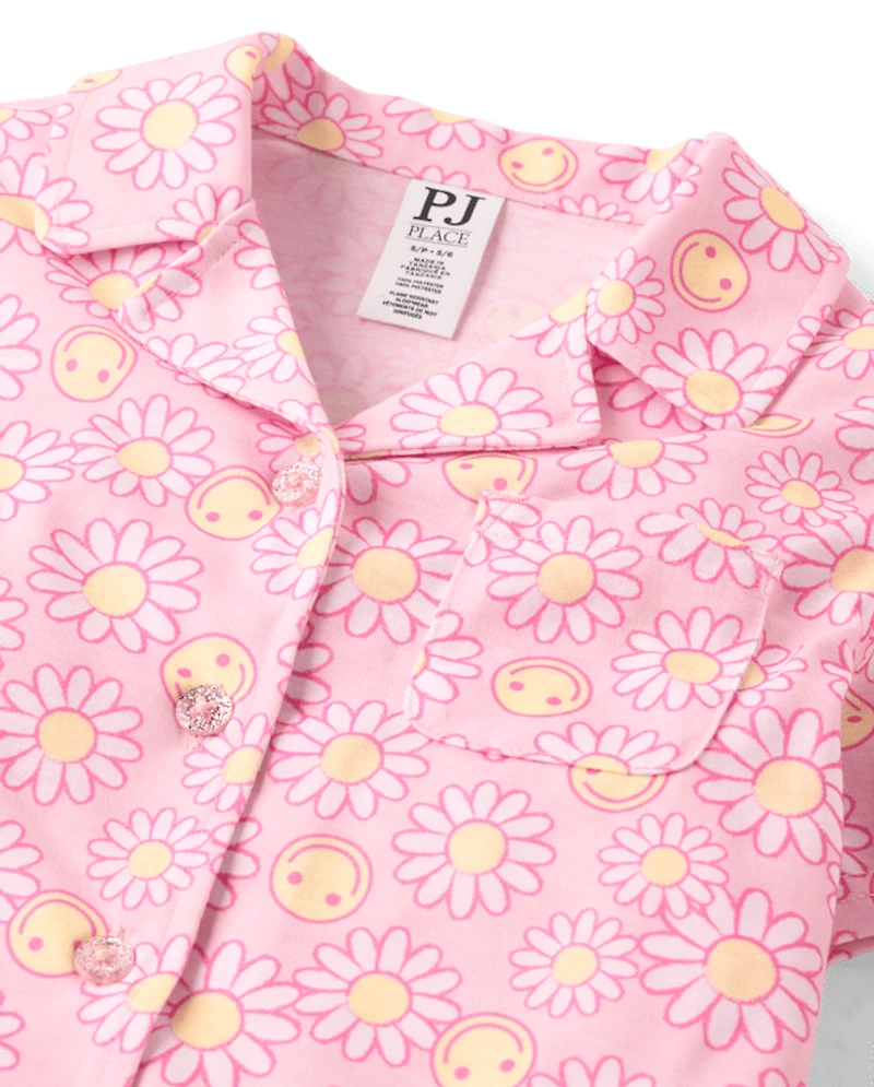Girls Daisy Button Front Pajamas