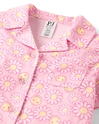 Girls Daisy Button Front Pajamas