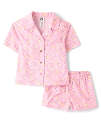 Girls Daisy Button Front Pajamas