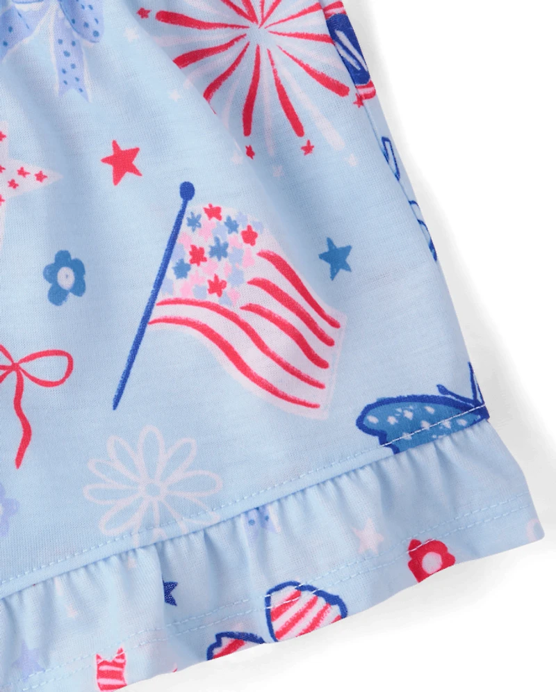 Girls Americana Ruffle Pajamas
