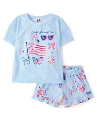 Girls Americana Ruffle Pajamas