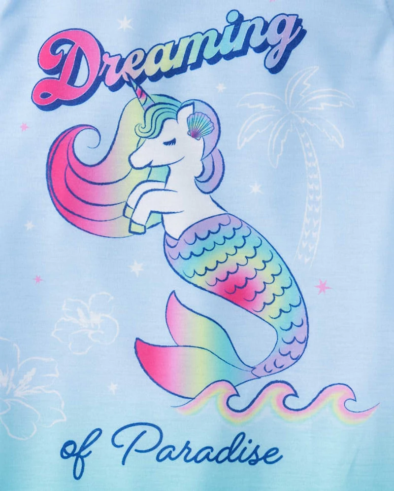 Girls Rainbow Unicorn Mermaid Flutter Nightgown