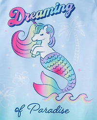Girls Rainbow Unicorn Mermaid Flutter Nightgown