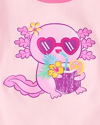 Girls Summer Axolotl Snug Fit Cotton Pajamas