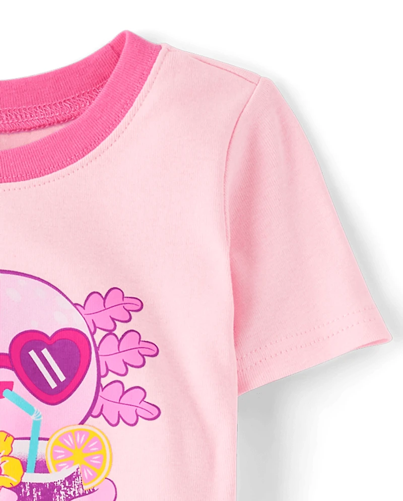 Girls Summer Axolotl Snug Fit Cotton Pajamas