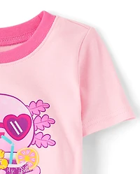 Girls Summer Axolotl Snug Fit Cotton Pajamas
