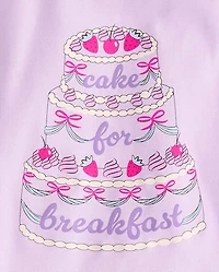 Girls Cake For Breakfast Snug Fit Cotton Pajamas