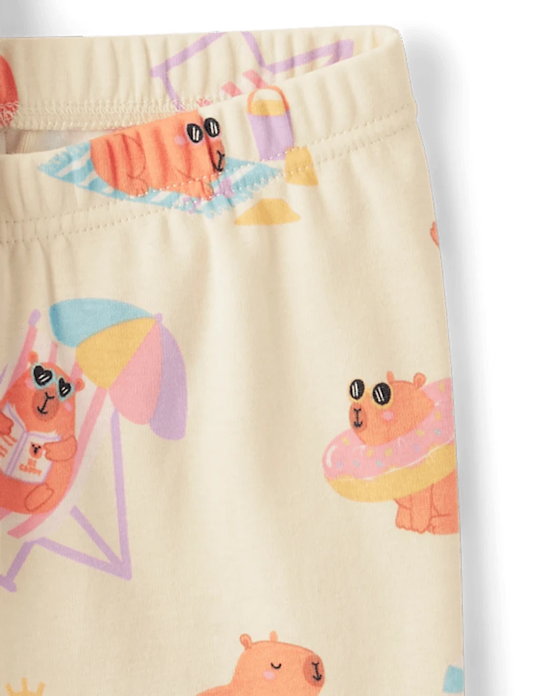 Girls Summer Capybara Snug Fit Cotton Pajamas