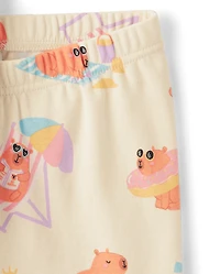 Girls Summer Capybara Snug Fit Cotton Pajamas