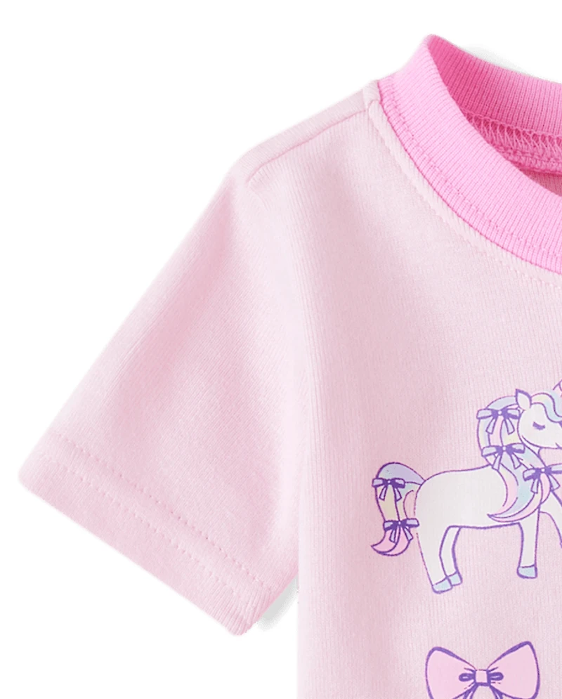 Baby And Toddler Girls Unicorn Bow Snug Fit Cotton Pajamas