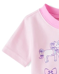 Baby And Toddler Girls Unicorn Bow Snug Fit Cotton Pajamas