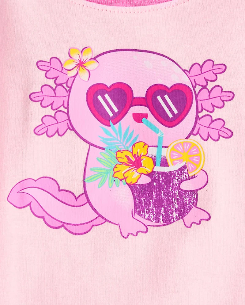 Baby And Toddler Girls Summer Axolotl Snug Fit Cotton Pajamas