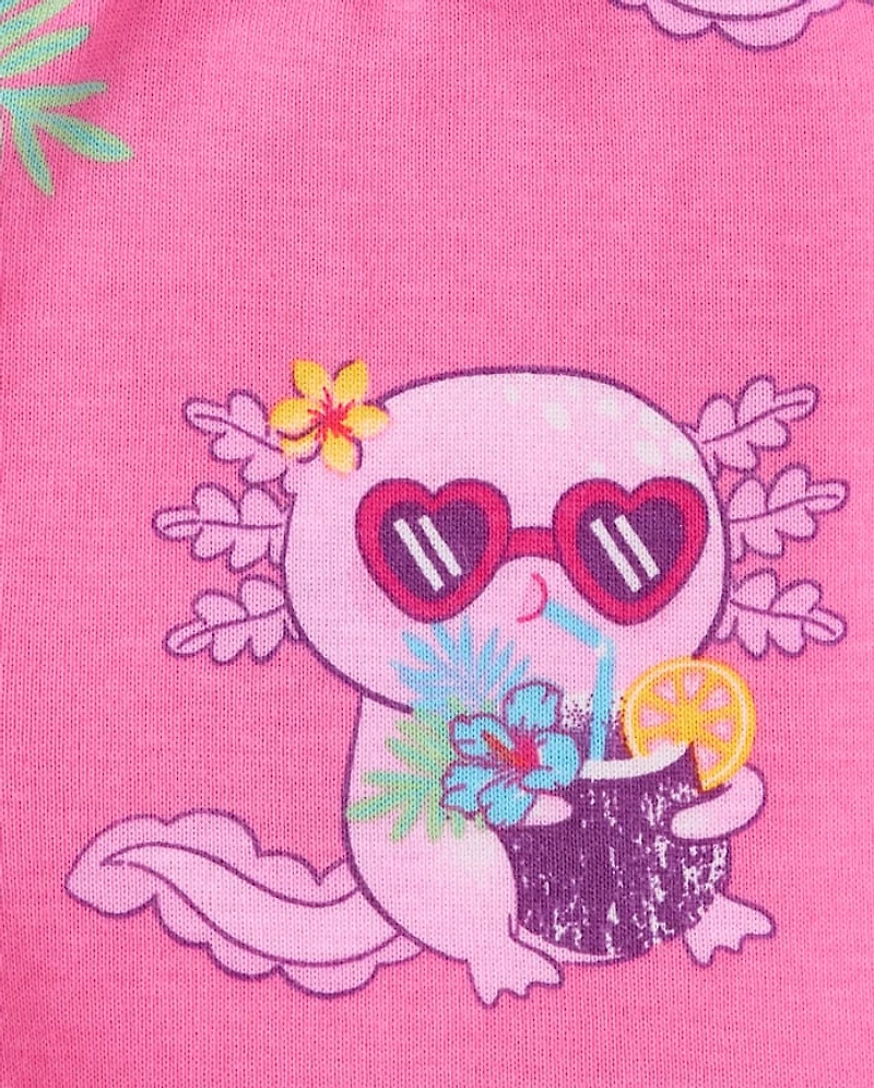 Baby And Toddler Girls Summer Axolotl Snug Fit Cotton Pajamas