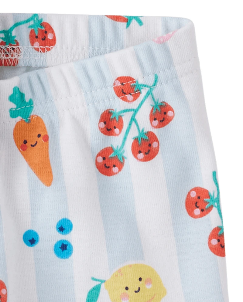 Pyjama en coton ajusté à motif de légumes pour bébés et petites filles