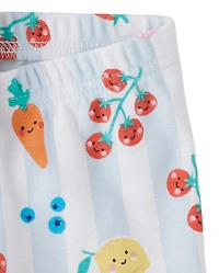 Pyjama en coton ajusté à motif de légumes pour bébés et petites filles