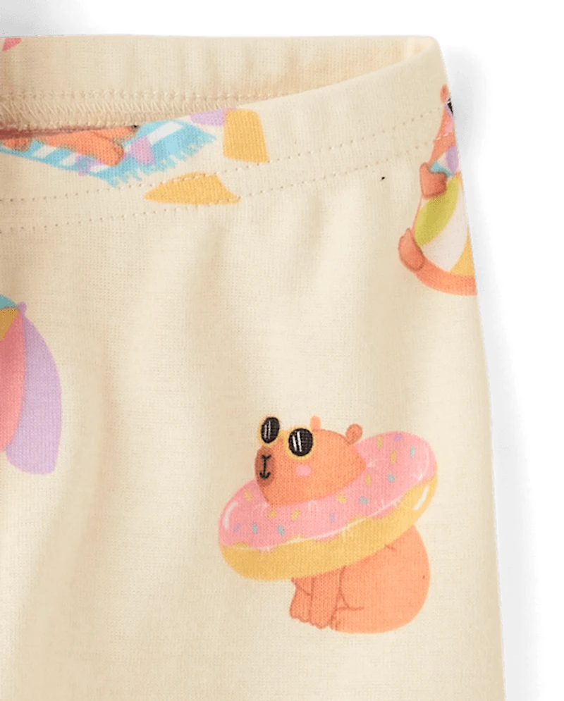 Baby And Toddler Girls Summer Capybara Snug Fit Cotton Pajamas