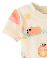 Baby And Toddler Girls Summer Capybara Snug Fit Cotton Pajamas