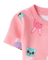Baby And Toddler Girls Ice Cream Cone Snug Fit Cotton Pajamas