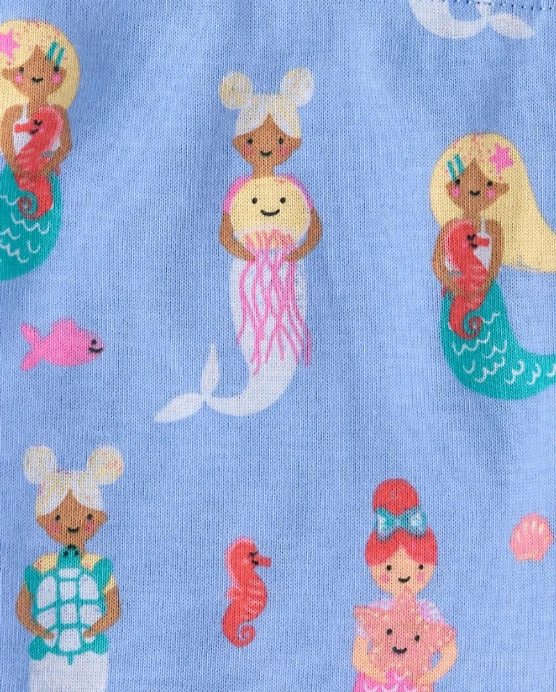 Baby And Toddler Girls Mermaid Snug Fit Cotton Pajamas