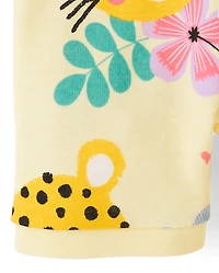 Baby And Toddler Girls Leopard Snug Fit Cotton Cropped One Piece Pajamas