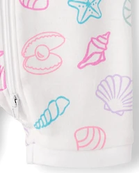 Baby And Toddler Girls Seashell Snug Fit Cotton One Piece Pajamas