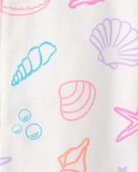 Baby And Toddler Girls Seashell Snug Fit Cotton One Piece Pajamas