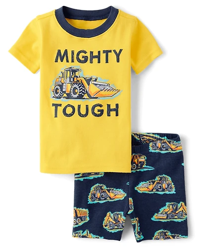 Baby And Toddler Boys Construction Vehicle Snug Fit Cotton Pajamas