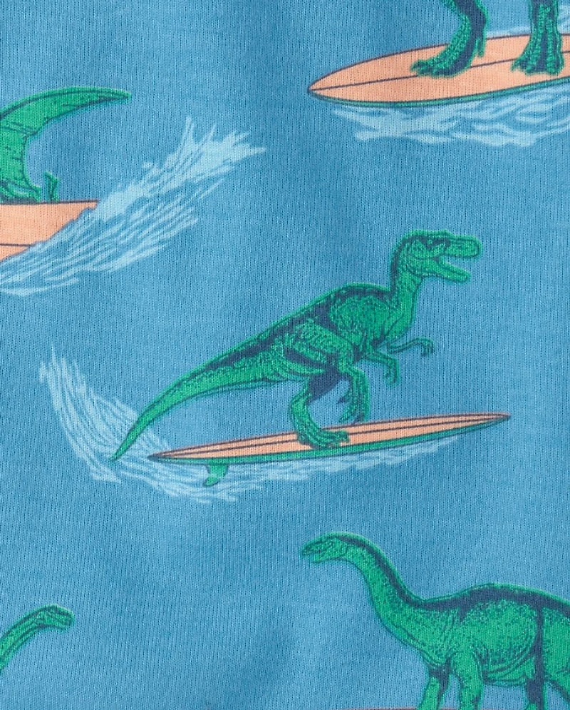 Baby And Toddler Boys Surfing Dino Snug Fit Cotton Pajamas