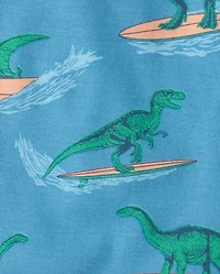 Baby And Toddler Boys Surfing Dino Snug Fit Cotton Pajamas