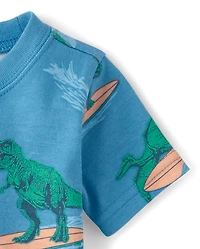 Baby And Toddler Boys Surfing Dino Snug Fit Cotton Pajamas