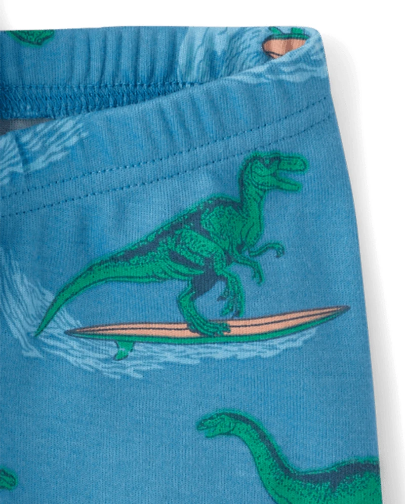 Baby And Toddler Boys Surfing Dino Snug Fit Cotton Pajamas