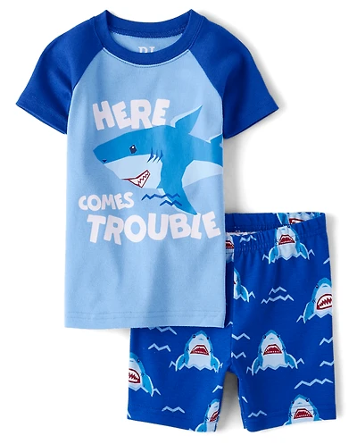 Baby And Toddler Boys Shark Snug Fit Cotton Pajamas