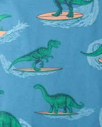Baby And Toddler Boys Surfing Dino Snug Fit Cotton Cropped One Piece Pajamas