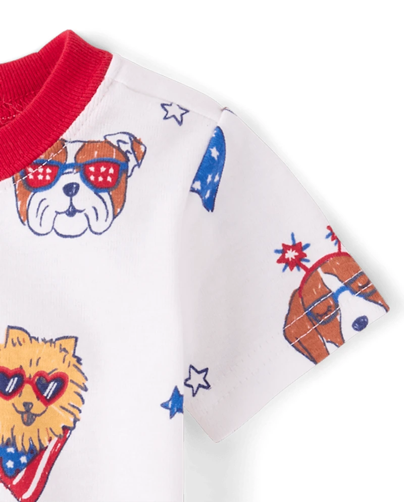 Baby And Toddler Americana Dogs Snug Fit Cotton Pajamas