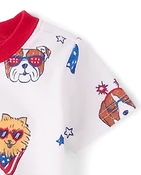 Baby And Toddler Americana Dogs Snug Fit Cotton Pajamas