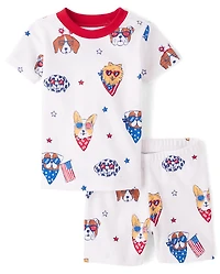 Baby And Toddler Americana Dogs Snug Fit Cotton Pajamas