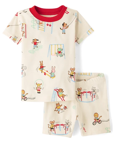 Baby And Toddler Short Sleeve Animal Playground Snug Fit Cotton Pajamas