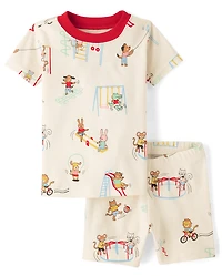 Baby And Toddler Short Sleeve Animal Playground Snug Fit Cotton Pajamas