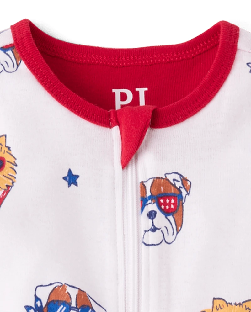 Baby And Toddler Americana Dogs Snug Fit Cotton One Piece Pajamas