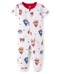 Baby And Toddler Americana Dogs Snug Fit Cotton One Piece Pajamas