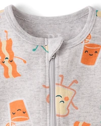 Baby And Toddler Breakfast Snug Fit Cotton Cropped One Piece Pajamas