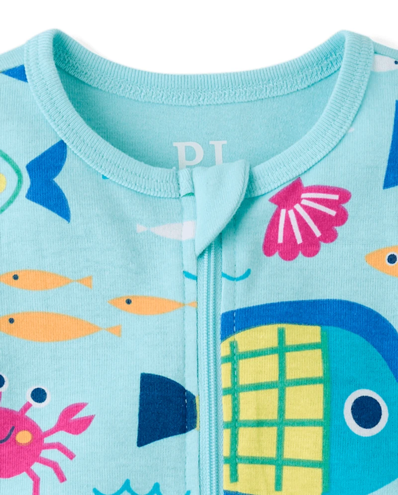 Baby And Toddler Fish Snug Fit Cotton Cropped One Piece Pajamas
