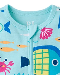 Baby And Toddler Fish Snug Fit Cotton Cropped One Piece Pajamas