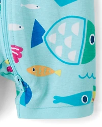 Baby And Toddler Fish Snug Fit Cotton Cropped One Piece Pajamas