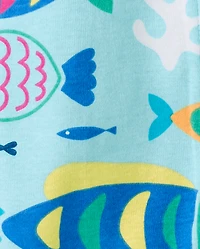 Baby And Toddler Fish Snug Fit Cotton Cropped One Piece Pajamas