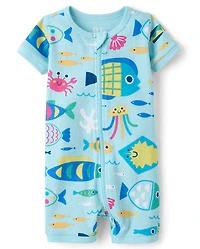 Baby And Toddler Fish Snug Fit Cotton Cropped One Piece Pajamas