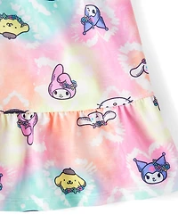 Girls Hello Kitty® And Friends Rainbow Tie Dye Ruffle Pajamas