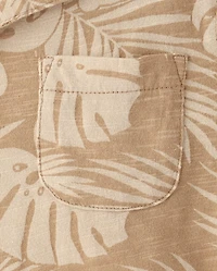 Baby And Toddler Boys Tropical Leaf Knit Button Up Shirt