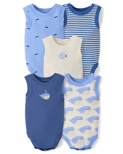 Baby Boys Whale Bodysuit 5-Pack