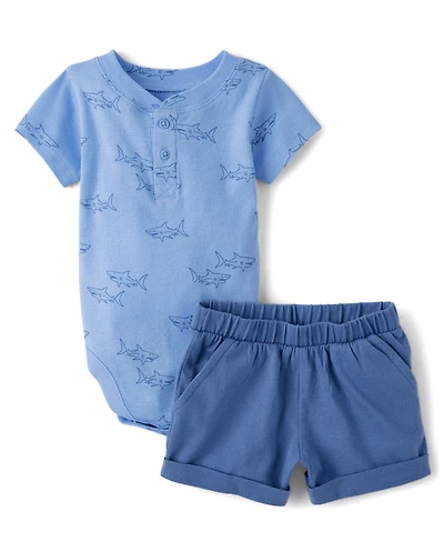 Baby Boys Shark 2-Piece Playwear Set